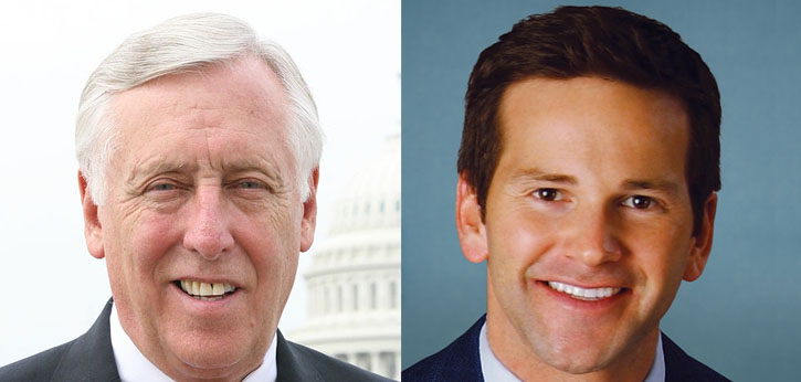 Side-by-side headshots: House Minority Whip Steny Hoyer (left) and Rep. Aaron Schock (right)