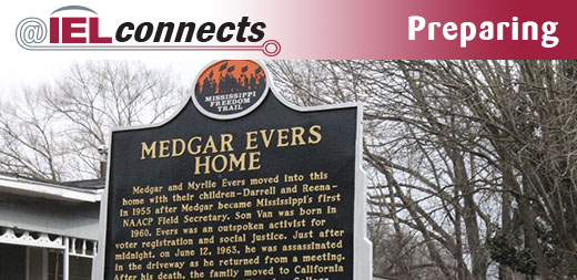 @IELconnects - Preparing: A sign marking Medgar Ever's Home as part of the Mississippi Freedom Trail.