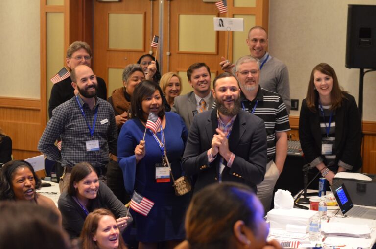 A group of Fellows at WPS during the Congressional Simulation